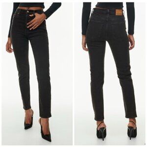 Aritzia Black Denim Forum The Yoko High Rise Slim Size 24